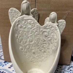 Ceramic Angel Heart Votive by PartyLite- Cream Colored